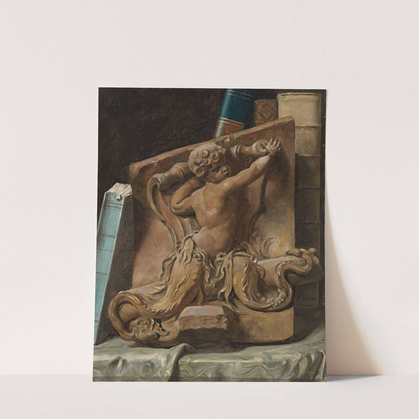 Trompe L’oeil Of A Bookshelf With A Terracotta Relief by Julien Léopold Boilly