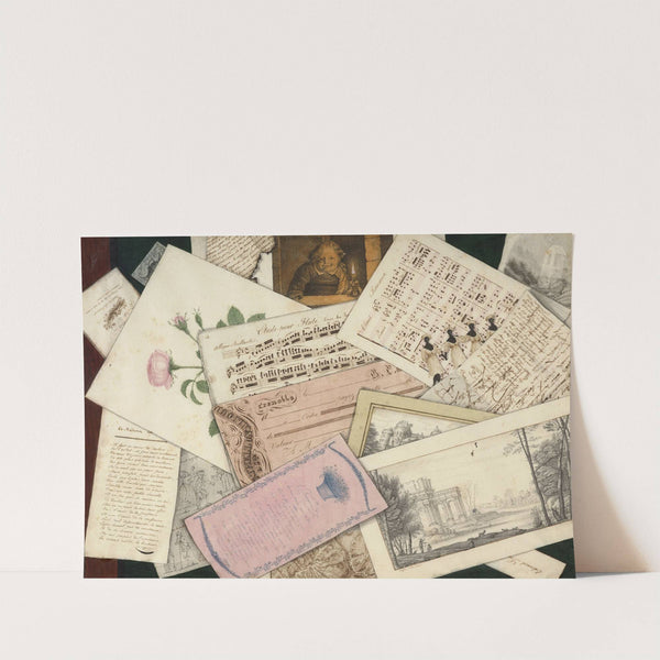 Trompe l’œil of etchings, drawings and scores by French School