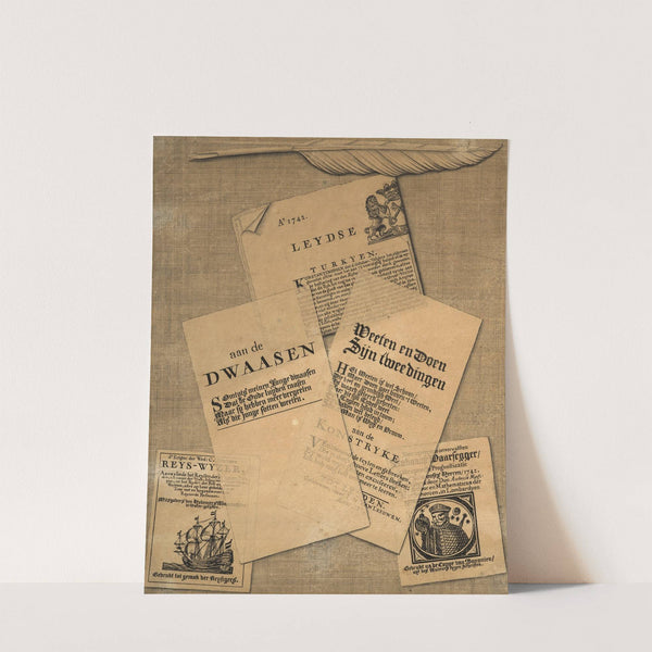 Trompe l’œil of prints and of a quill (1742) by Dutch School