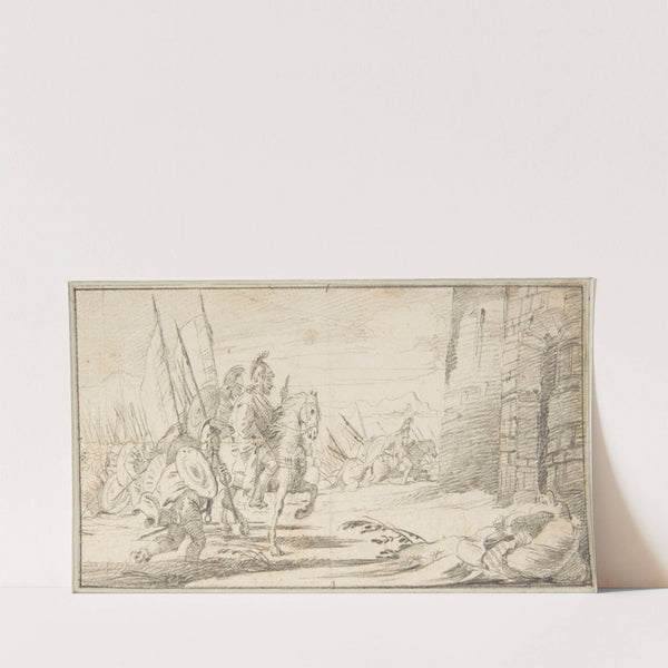Troops Advancing toward a City Gate (1696–1770) by Giovanni Battista Tiepolo