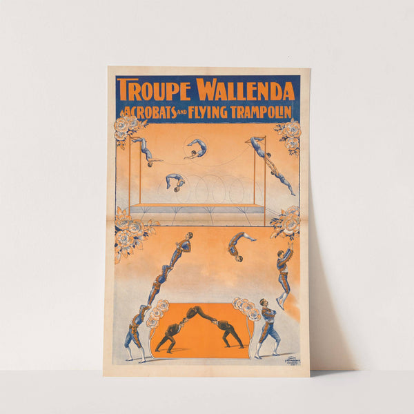 Troupe Wallenda, acrobats and flying trampolin (1905) by Adolf Friedländer Lith.