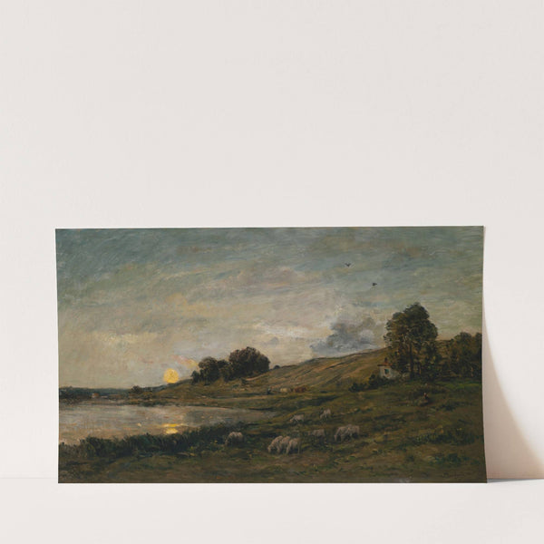 Troupeau de moutons au bord de la rivière (1875) by Charles François Daubigny