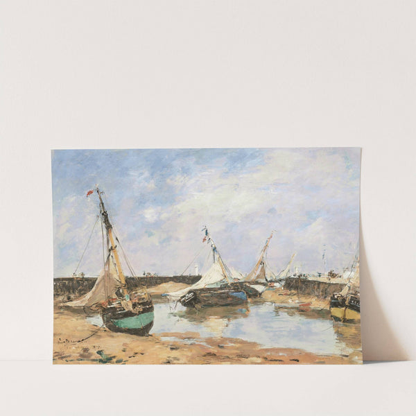 Trouville. Barques échouées entre les jetées (1877) by Eugène Boudin
