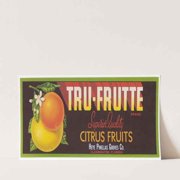 Tru-Frutte Brand Citrus Fruit Label (1930-1950)