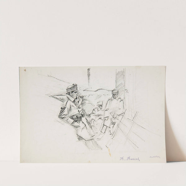 trzej żołnierze Legionu Ukraińskich Strzelców Siczowych w okopie (1914-1918) by Ivan Ivanec