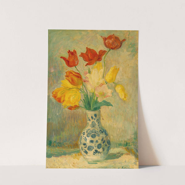 Tulips in a Delftware vase by Henri Lebasque
