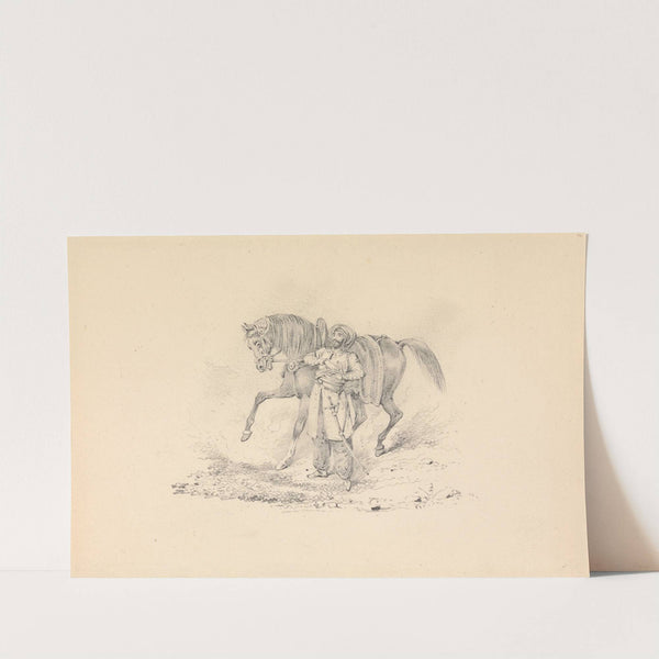 Turbaned Cavalryman Standing Beside a Horse by Henry Thomas Alken