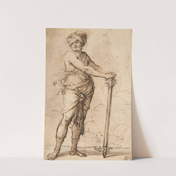 Turbaned Warrior Holding a Mace by Salvator Rosa