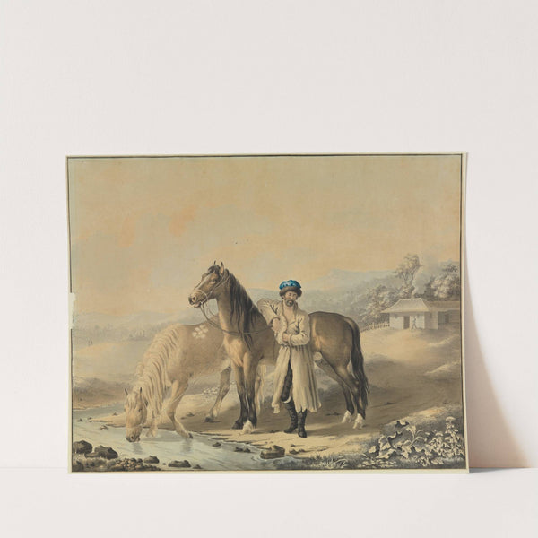 Türke mit zwei Pferden am Bach by Johann Georg Pforr