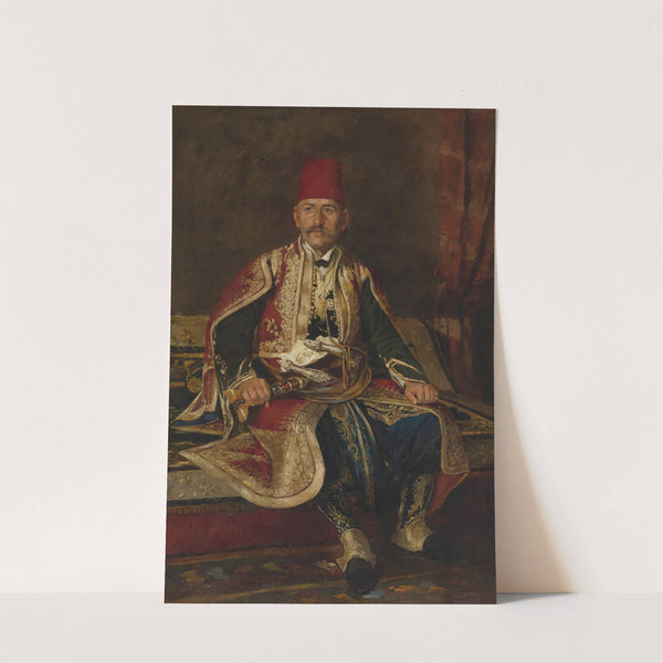 Turkish noble seated in a carpeted interior by Franz Leo Ruben
