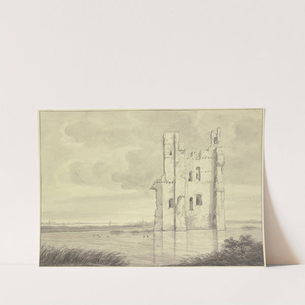 Turmruine im Wasser stehend (Huis te Merwede, Dordrecht) by Roelant Roghman