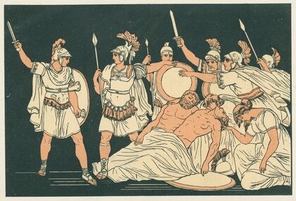 Turnus over the bodies of Almo and Galæsus