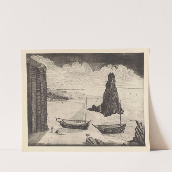 Twee afgemeerde schepen op een strand (1929) by Lodewijk Schelfhout