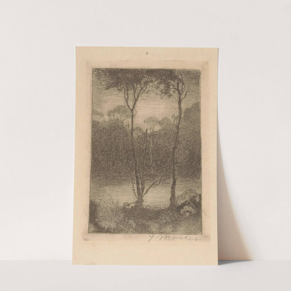 Twee bomen aan het water Beekje bij avond (1916) by Jan Mankes