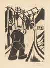 Twee figuren in dorpsstraat (ca. 1930-1931)