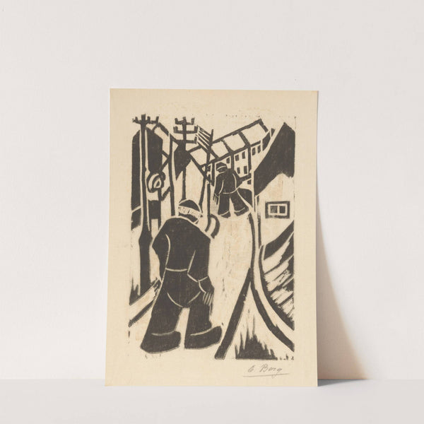 Twee figuren in dorpsstraat (ca. 1930-1931) by Else Berg