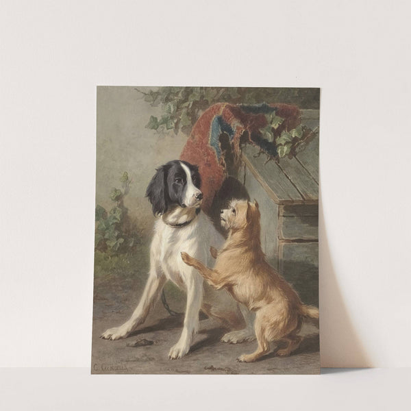 Twee honden bij een hok by Conradijn Cunaeus