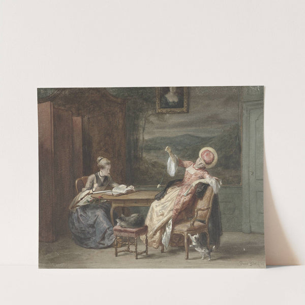 Twee jonge vrouwen aan een tafel (1870) by David Bles