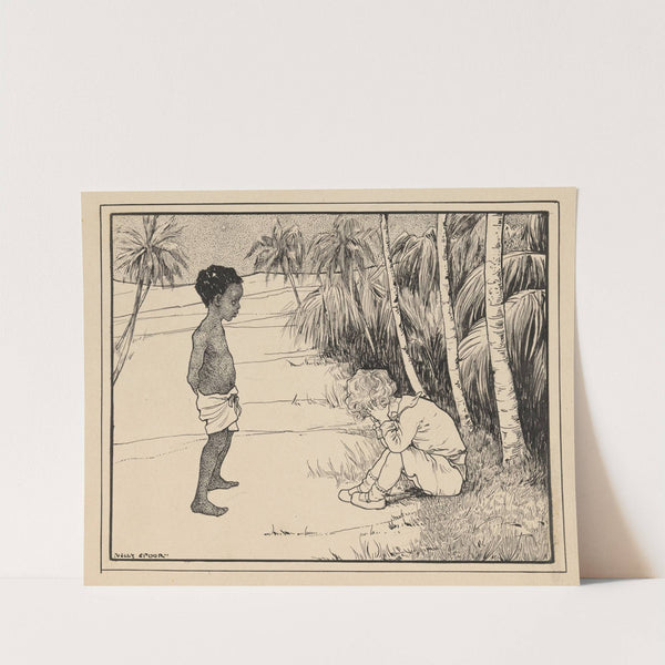 Twee jongens in een woestijnlandschap by Nelly Spoor