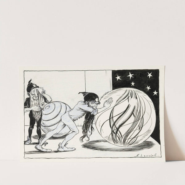 Twee kabouters verplaatsen knikkers by Anny Leusink