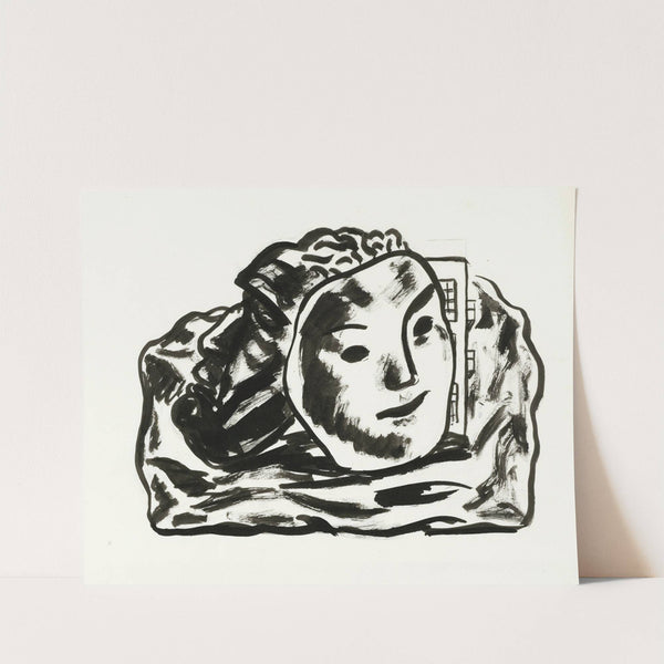 Twee maskers voor gebouw en rotsen (schets) (1936) by Leo Gestel