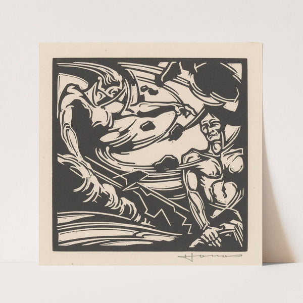 Twee naakte mannen bij een kolkende luchtmassa (1921) by Henri Jonas