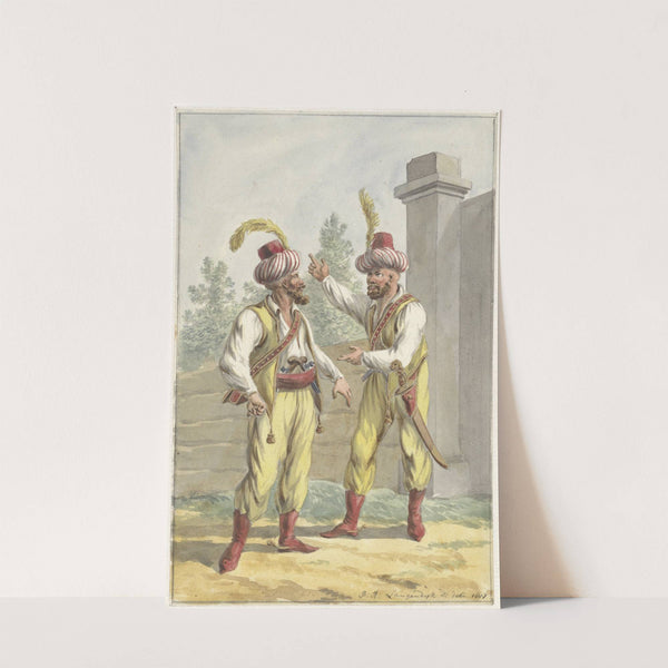 Twee Oosterse militairen met tulbanden (1807) by Jan Anthonie Langendijk