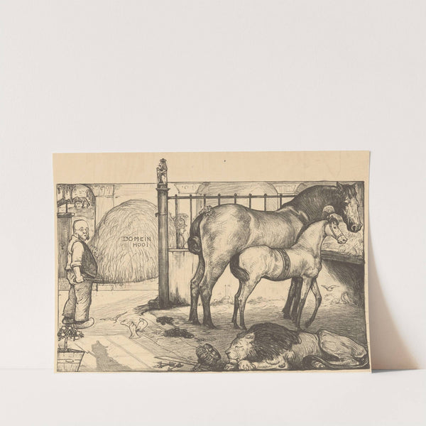 Twee paarden bij een hooiruif in een stal (1899) by Richard Nicolaüs Roland Holst