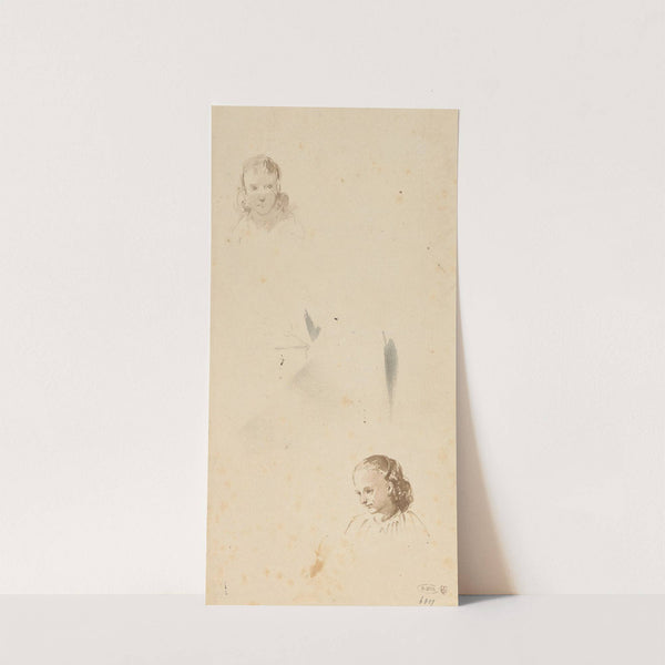 Twee studies van het hoofd van een meisje by Jan Striening