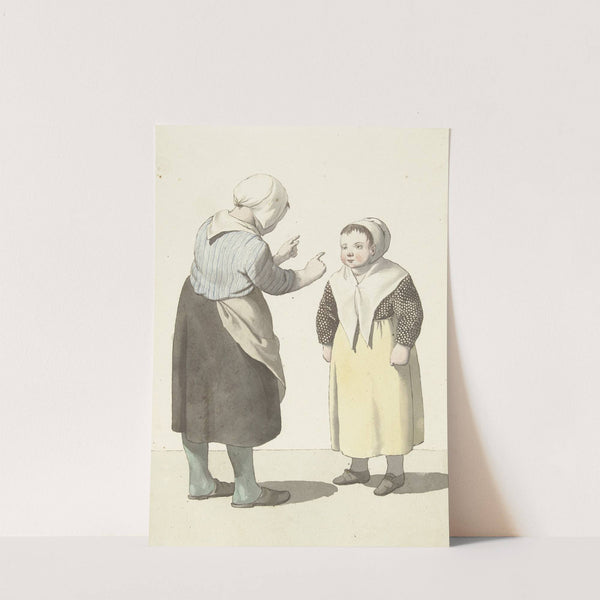 Twee tegenover elkaar staande meisjes by W. Barthautz
