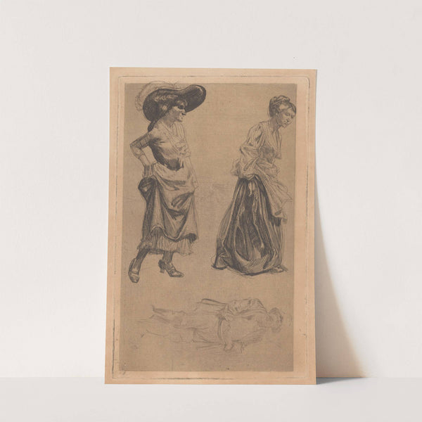 Twee vrouwenfiguren en een mannenfiguur (1912) by Johannes Josephus Aarts