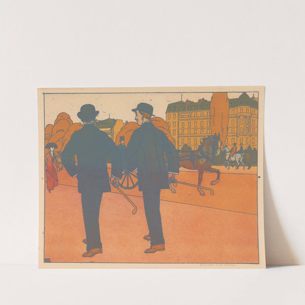 Twee wandelende mannen met bolhoed (1894 - 1949) by Bernard Boutet de Monvel