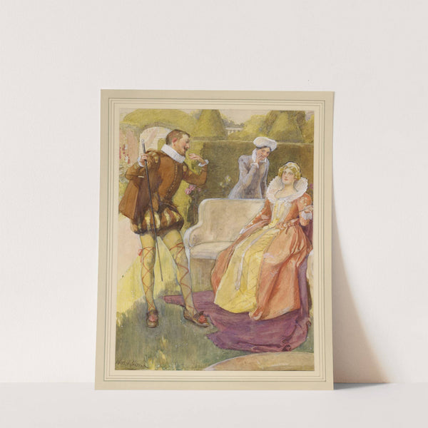 Twelfth night, III, 4, Malvolio and Olivia in the garden (1900-1920) by W.E. Webster