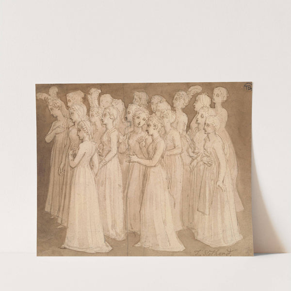 Twenty Young Girls in a Group Walking to the Left by Thomas Stothard