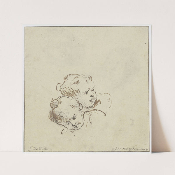 Two angel heads by Jacob de Wit