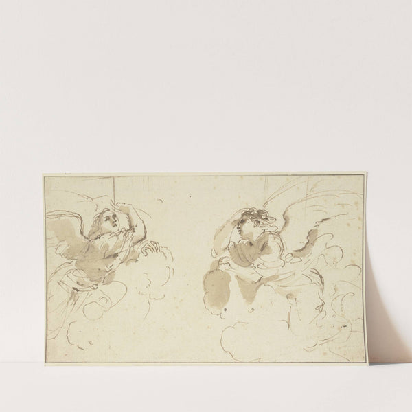 Two angels in clouds by Guercino