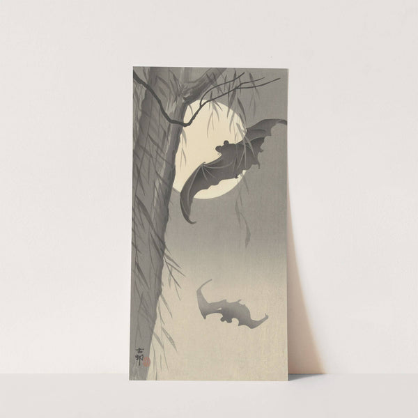 Two bats at full moon by Ohara Koson