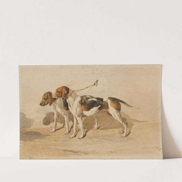 Two beagles by Alfred De Dreux