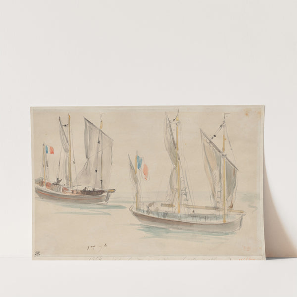 Two Boats at the Harbor of Dieppe (1854) by Eugène Delacroix