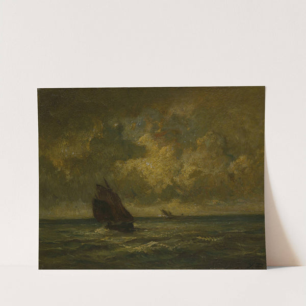 Two Boats in a Storm (1870-75) by Jules Dupré