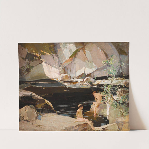 Two Boys Bathing in a Rockpool by Harry Watson