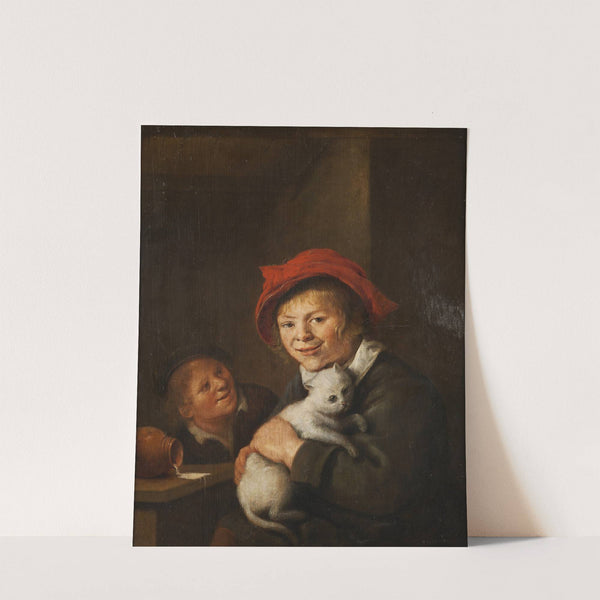 Two boys playing with a cat by Jan Miense Molenaer