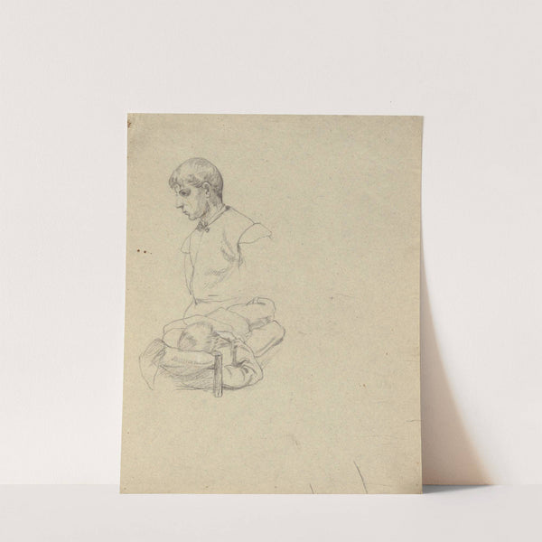 Two boys, sketch for Signing of the Compact in the Cabin of the Mayflower by Edwin White