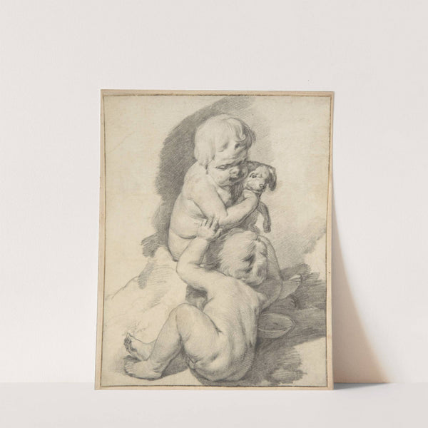 Two Boys with a Puppy by Cornelis Visscher