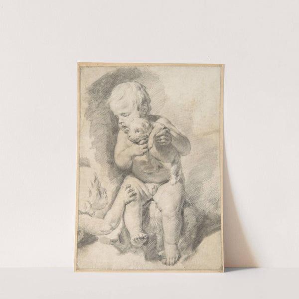 Two Boys with a Puppy by Cornelis Visscher