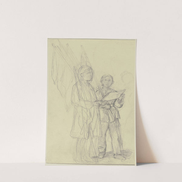 Two boys with flags by Jakob Becker