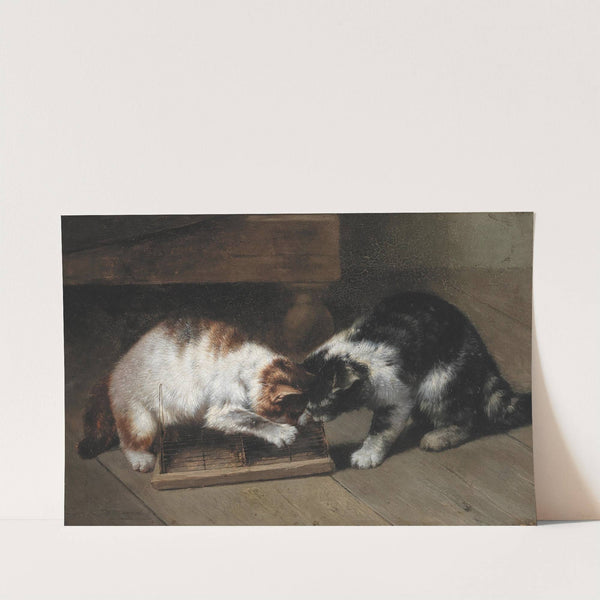 Two Cats with a Prey by Eugene Remy Maes
