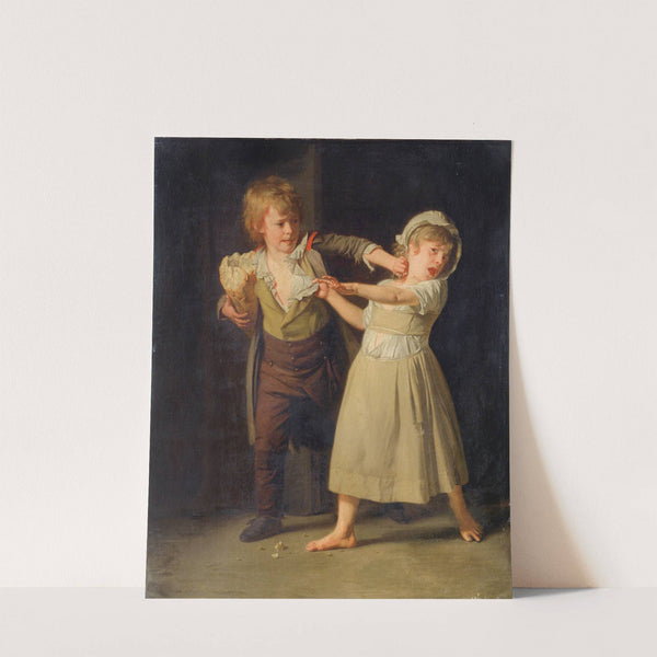 Two Children Fighting Over A Piece Of Bread by Henri-Pierre Danloux