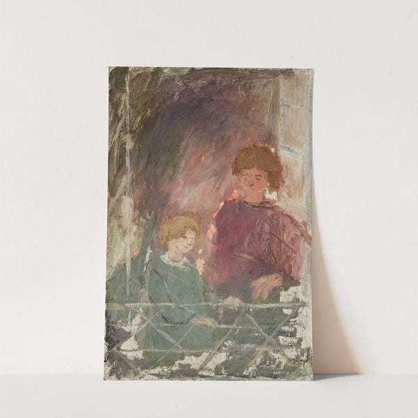 Two children on a balcony by Tadeusz Makowski