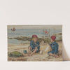 Two children on a beach by John George Sowerby